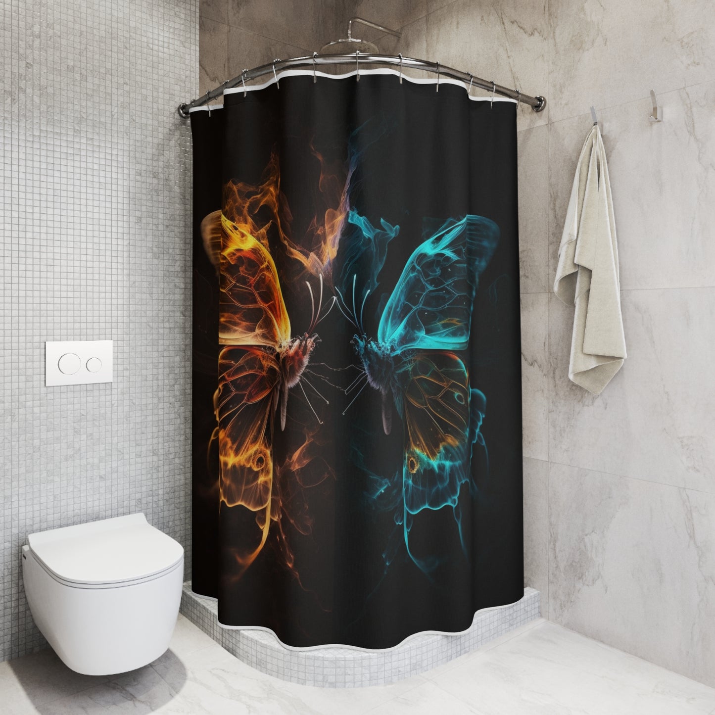 Polyester Shower Curtain Kiss Neon Butterfly 6