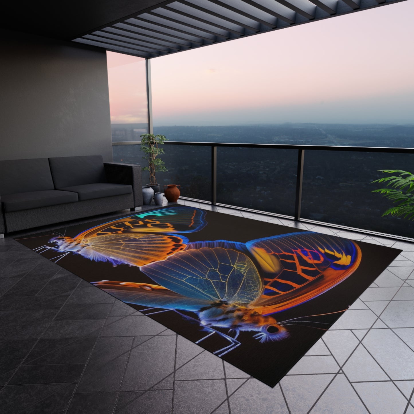 Outdoor Rug Neon Glo Butterfly 2