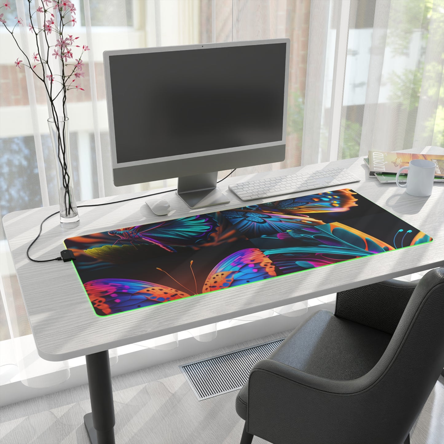 LED Gaming Mouse Pad Neon Butterfly Macro 5