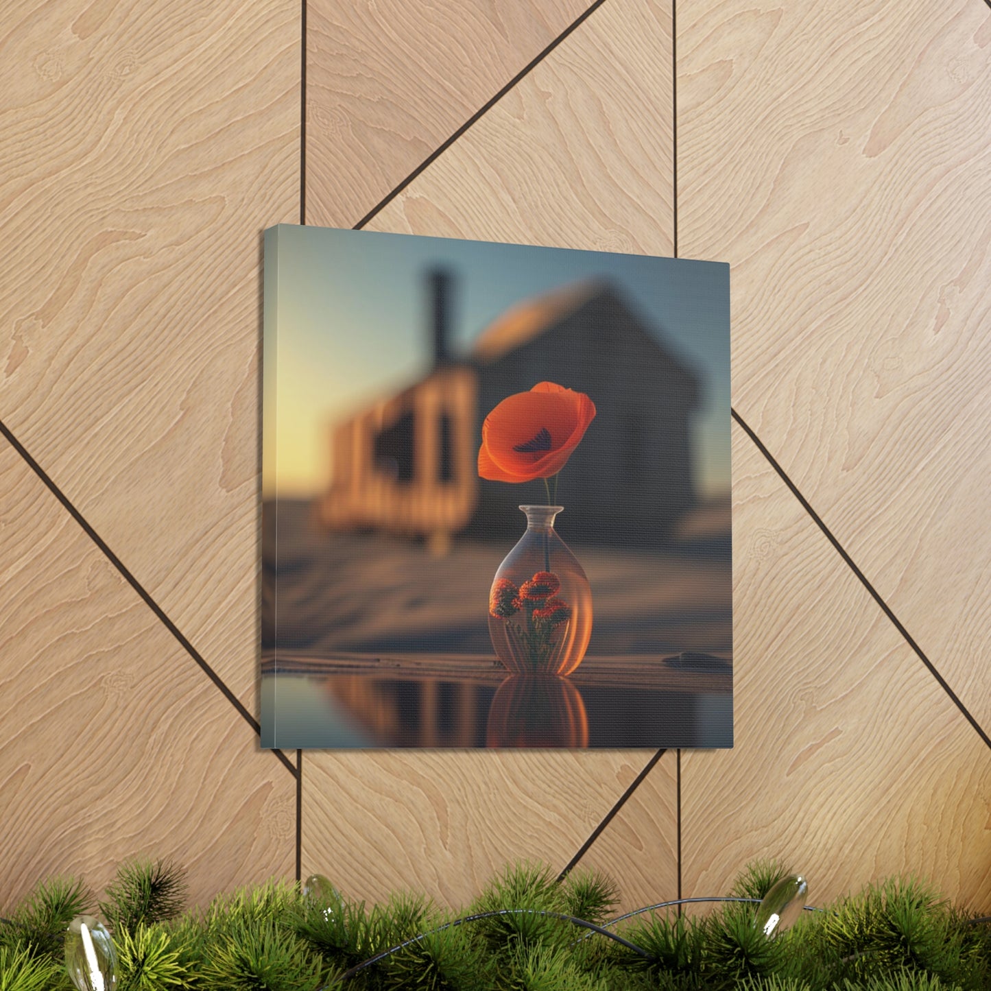 Canvas Gallery Wraps Orange Poppy in a Vase 3