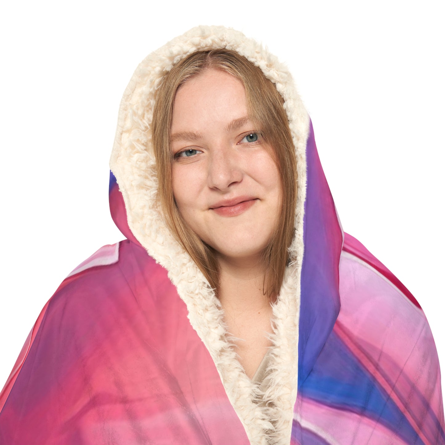 Snuggle Hooded Blanket Pink & Blue Tulip Rose 1