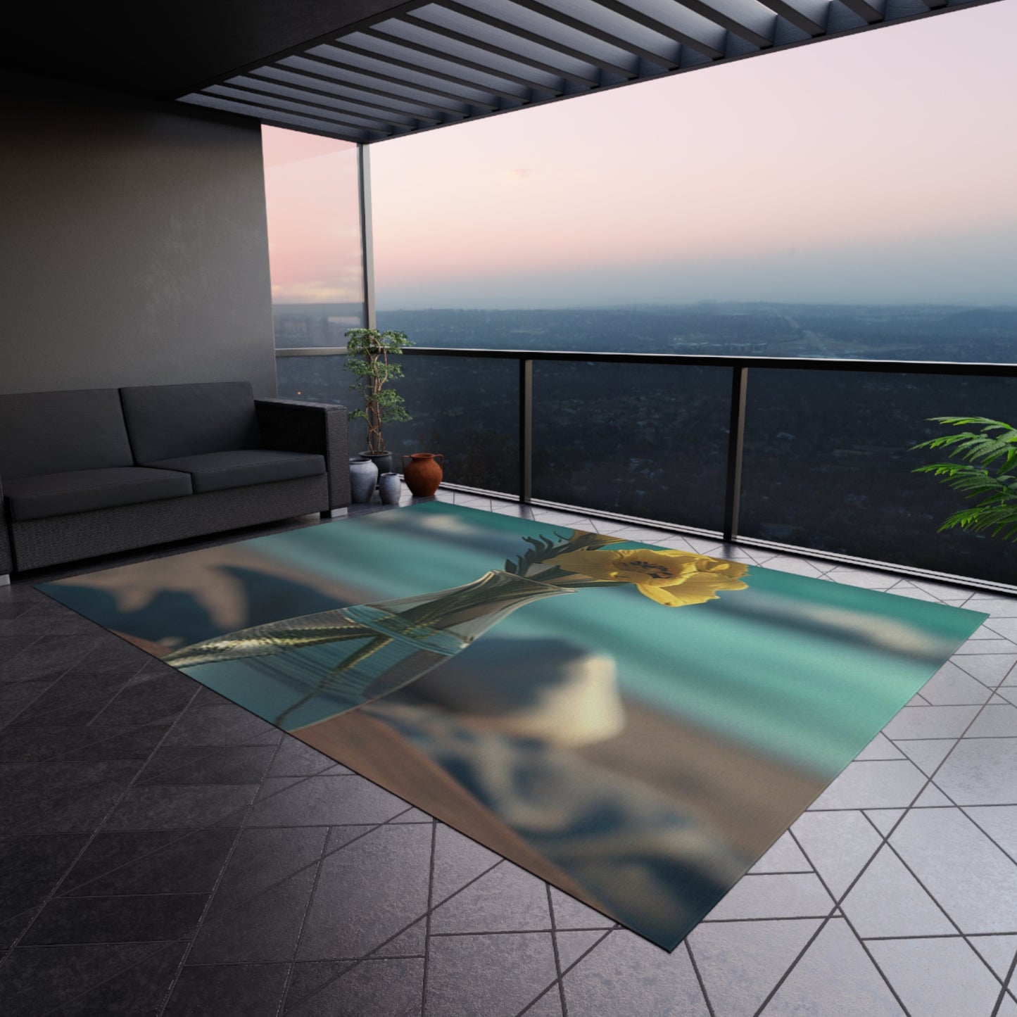 Outdoor Rug Yellow Gladiolus glass 4