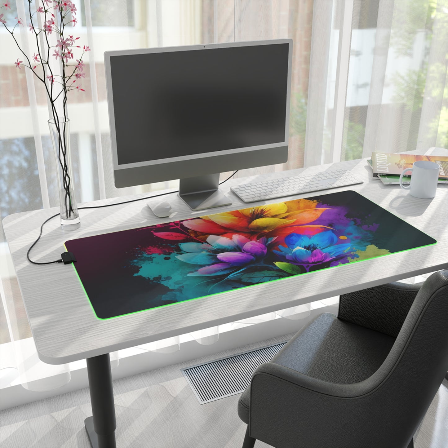 LED Gaming Mouse Pad Bright Spring Flowers 3