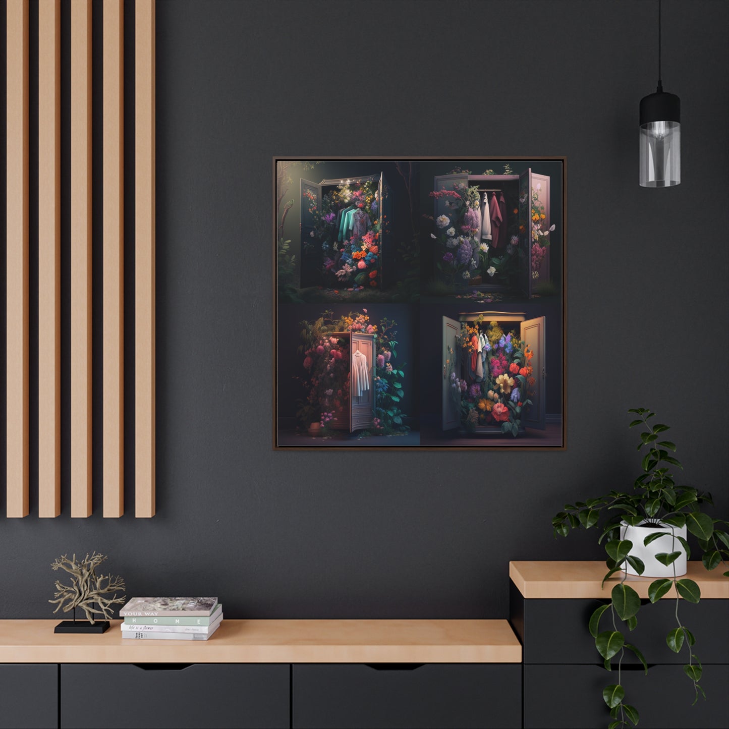 Gallery Canvas Wraps, Square Frame A Wardrobe Surrounded by Flowers 5
