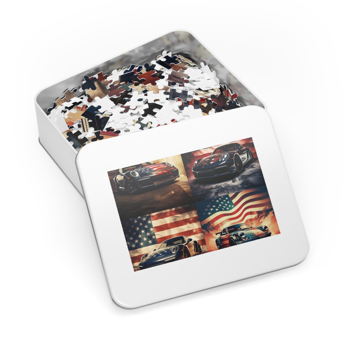 Jigsaw Puzzle (30, 110, 252, 500,1000-Piece) Abstract American Flag Background Porsche 5