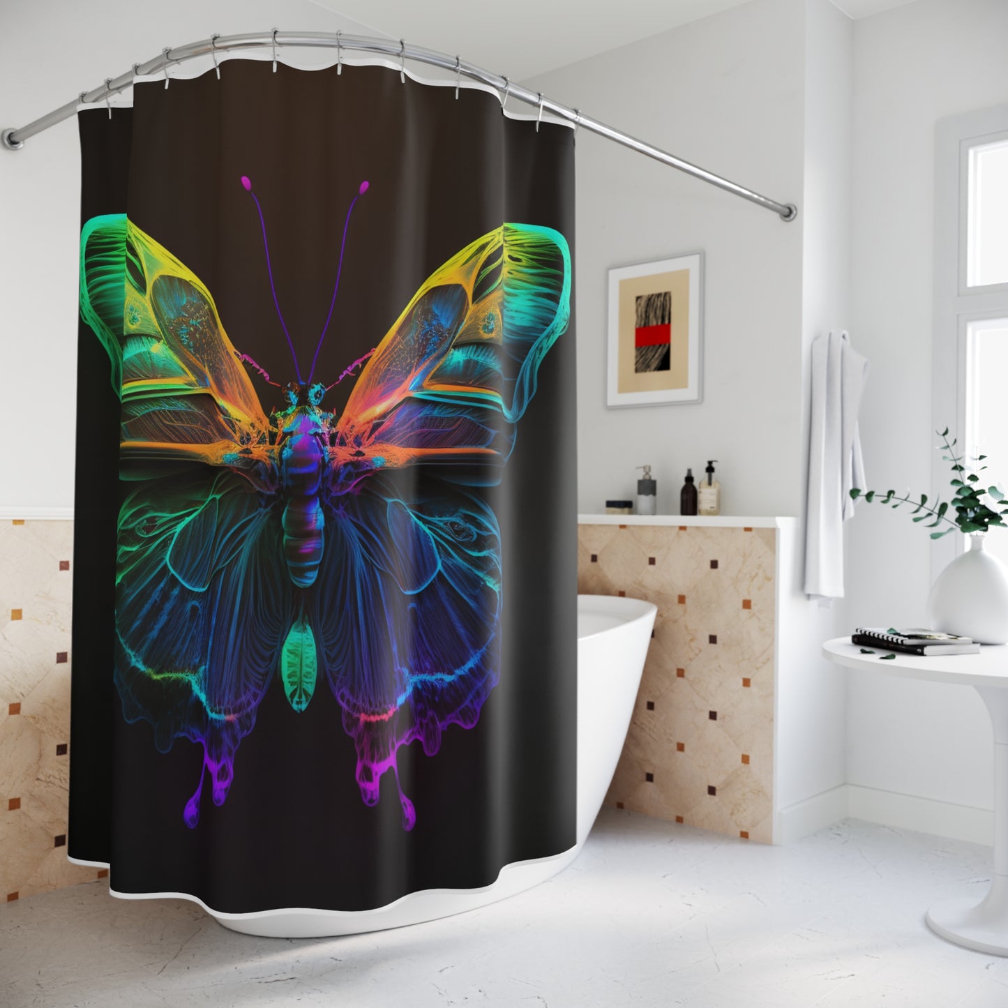 Polyester Shower Curtain Raw Hyper Color Butterfly 3