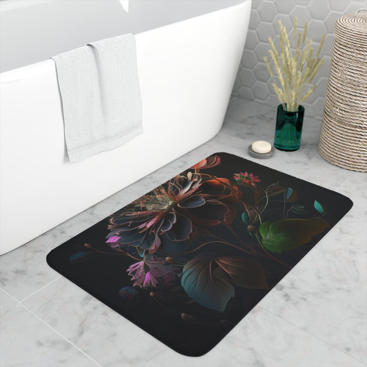 Memory Foam Bath Mat Flower Arangment 2