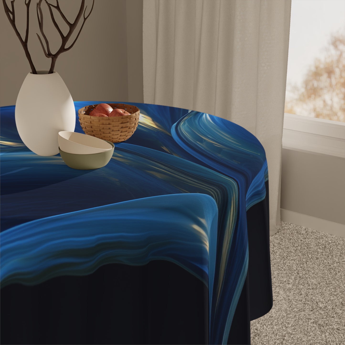 Tablecloth Abstract Blue Tulip 1