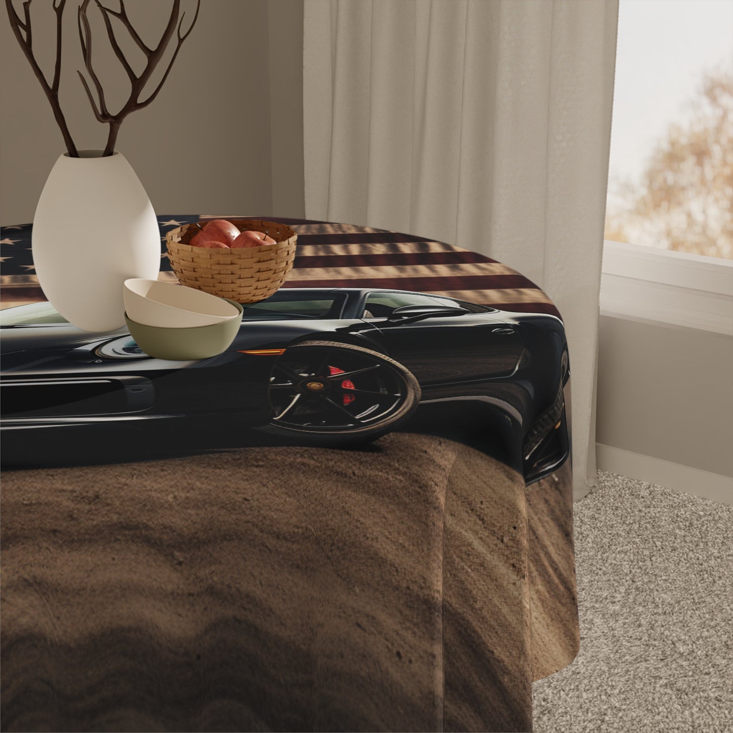 Tablecloth American Flag Background Porsche 4