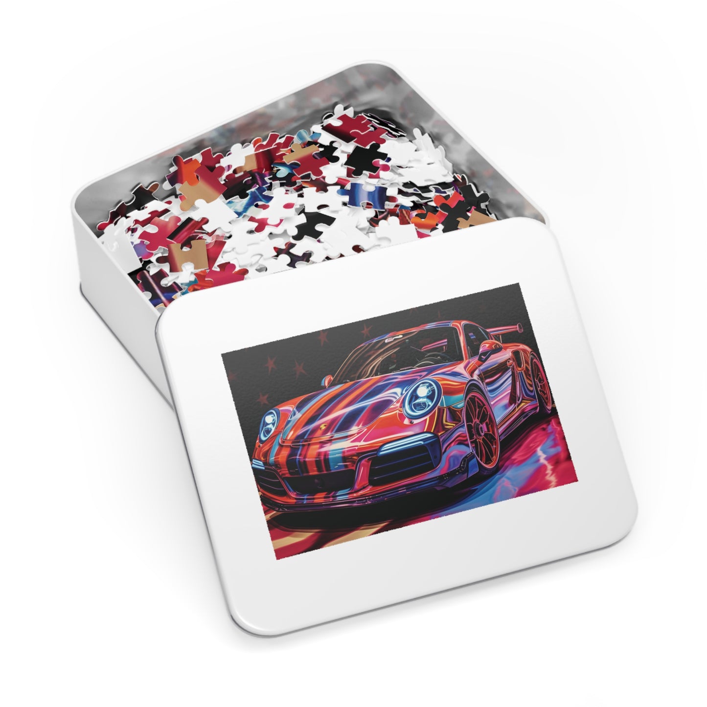 Jigsaw Puzzle (30, 110, 252, 500,1000-Piece) Macro American Flag Porsche 4