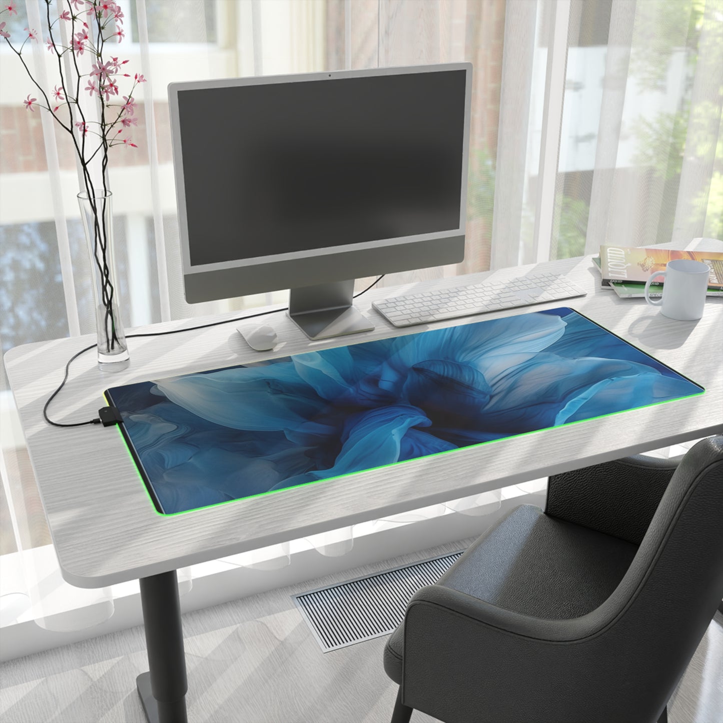 LED Gaming Mouse Pad Blue Tluip Abstract 2
