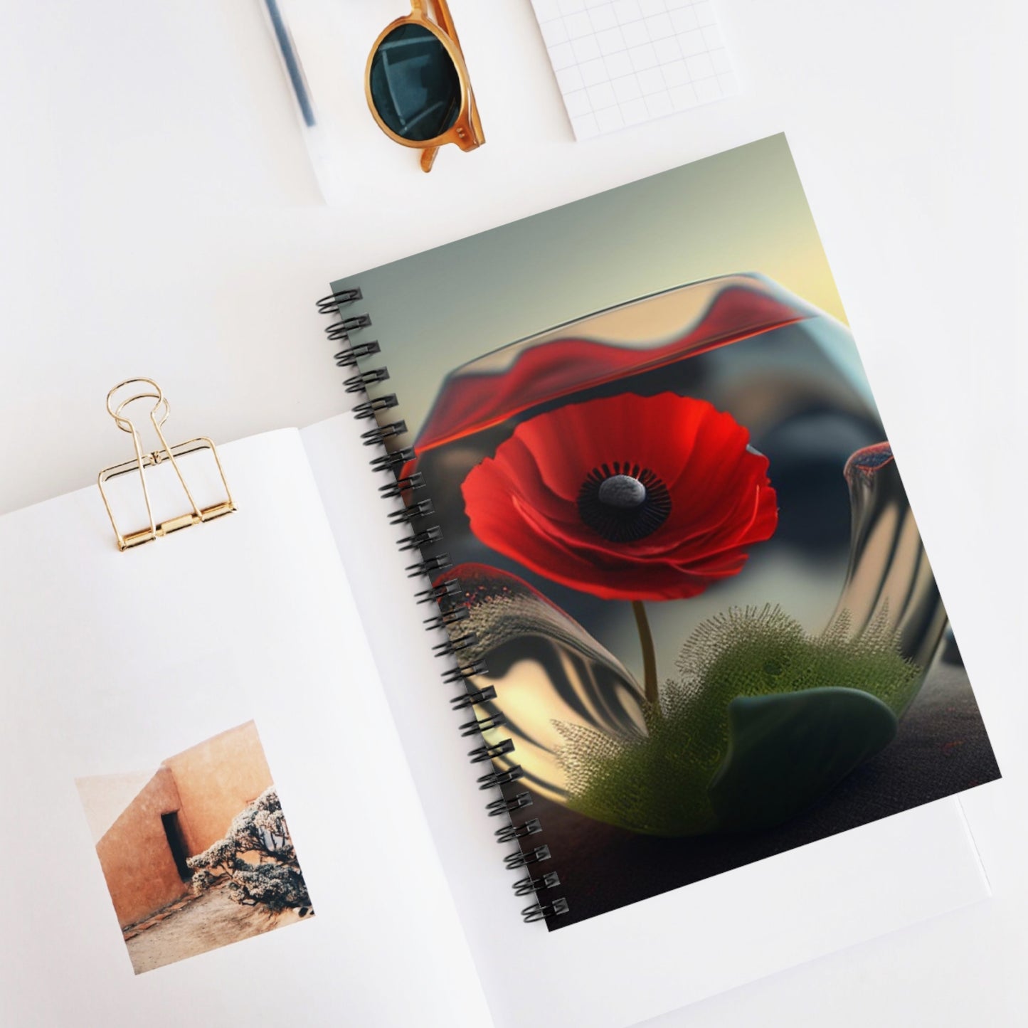 Spiral Notebook - Ruled Line Red Anemone in a Vase 3