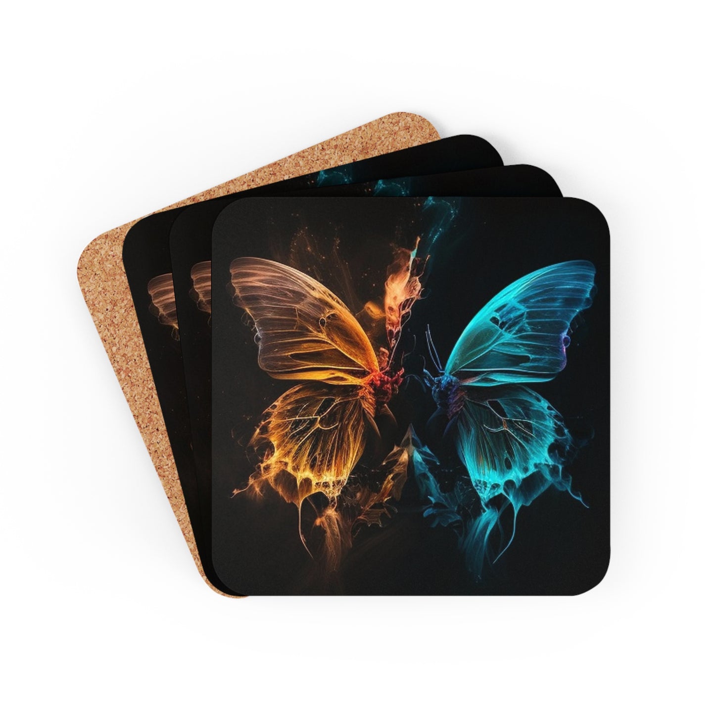Corkwood Coaster Set Neon Glo Butterfly 4