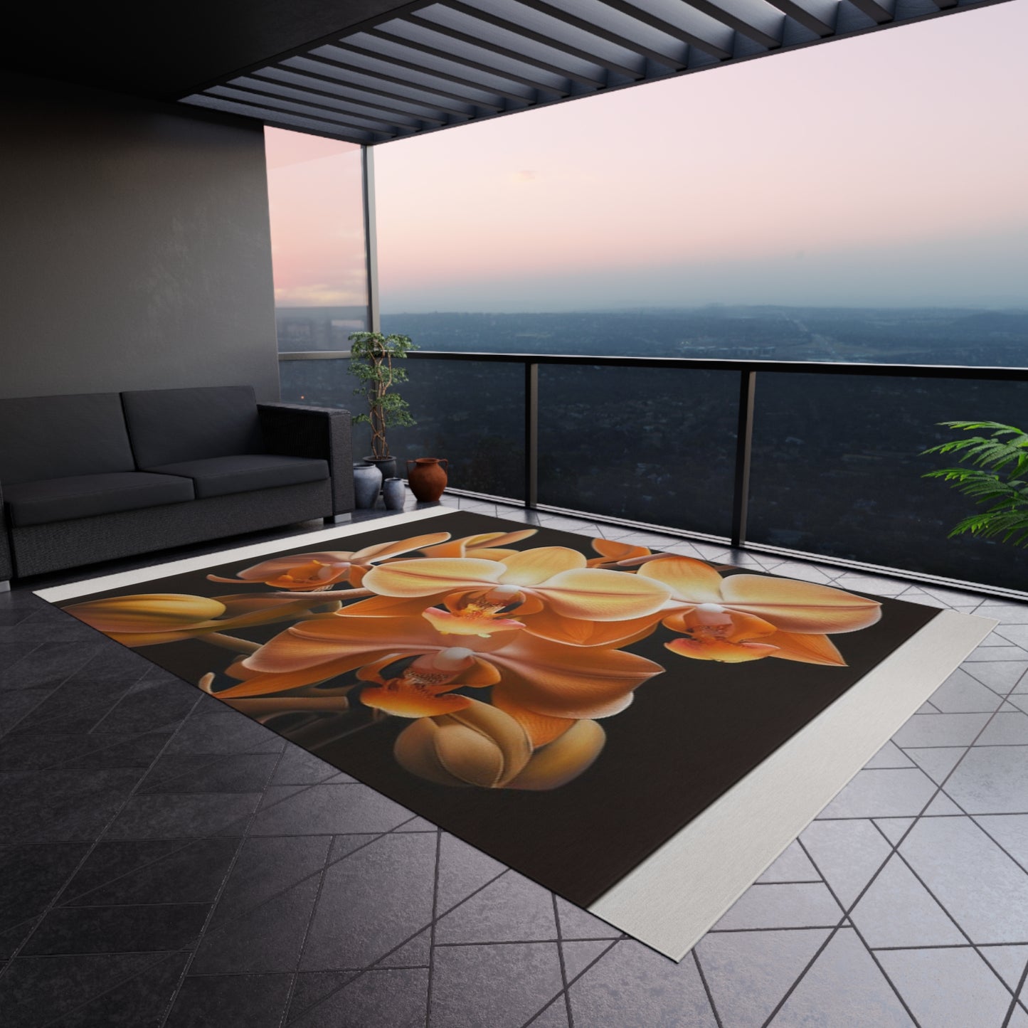 Outdoor Rug orchid pedals 1