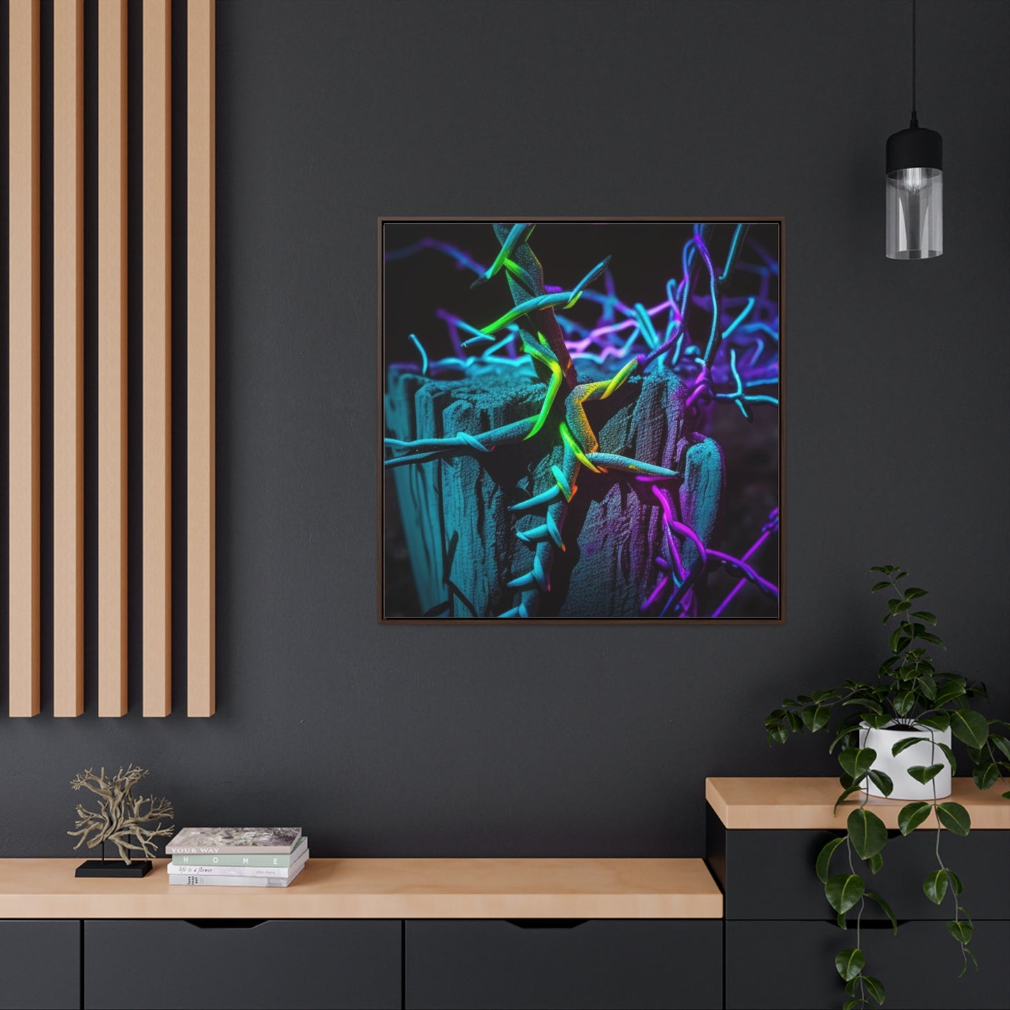 Gallery Canvas Wraps, Square Frame Macro Neon Barbs 3