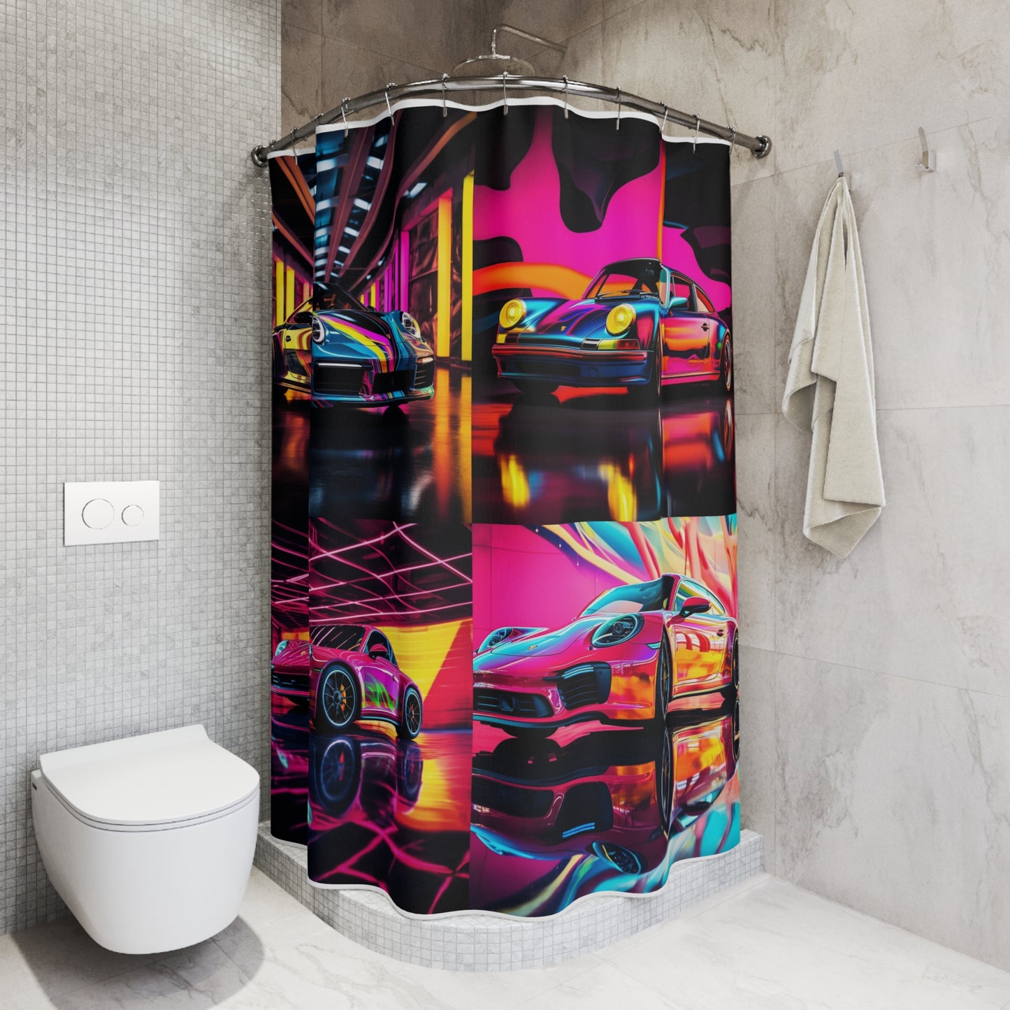 Polyester Shower Curtain Macro Porsche 5