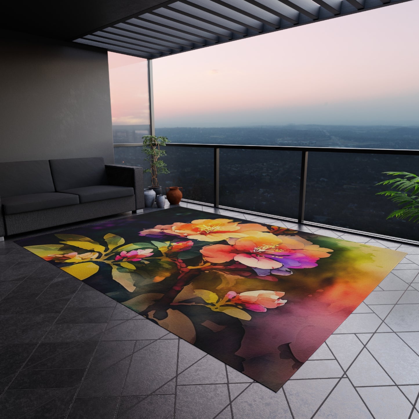 Outdoor Rug Bright Spring Flowers 2