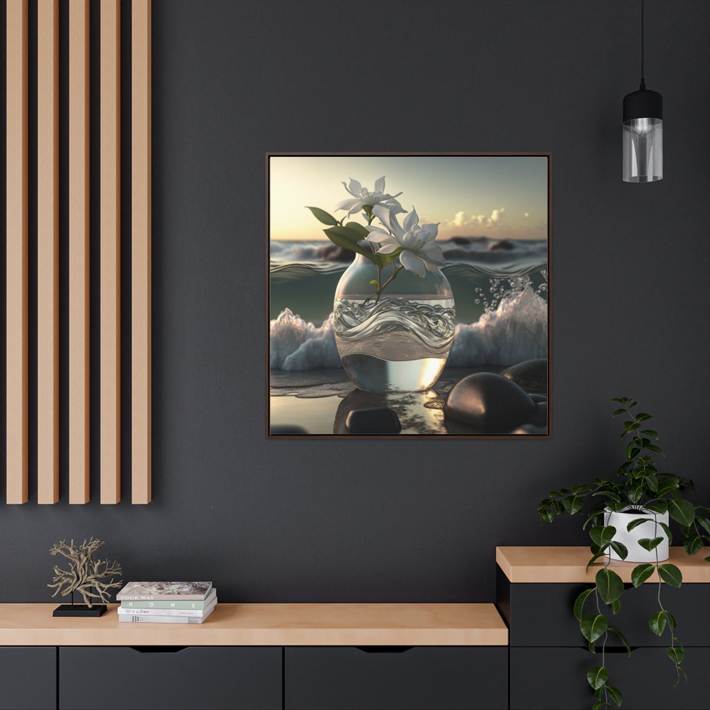 Gallery Canvas Wraps, Square Frame Jasmine glass vase 2