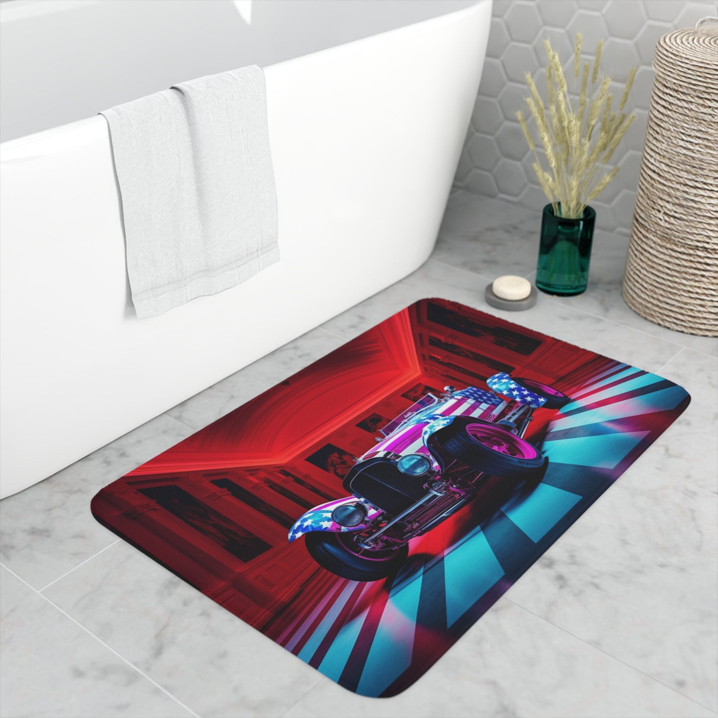 Memory Foam Bath Mat Macro Bugatti American Flag 3