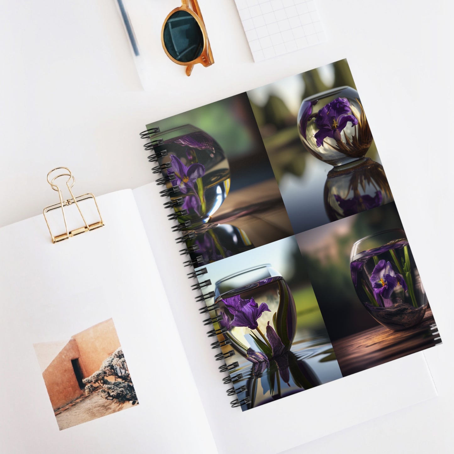 Spiral Notebook - Ruled Line Purple Iris in a vase 5