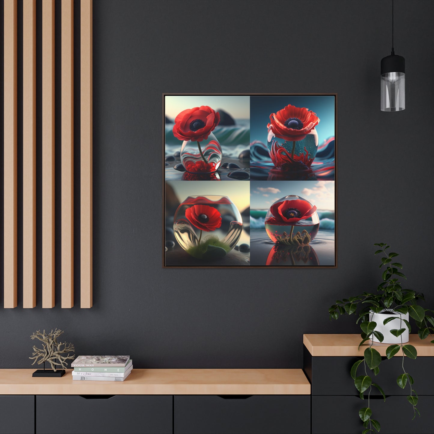 Gallery Canvas Wraps, Square Frame Red Anemone in a Vase 5