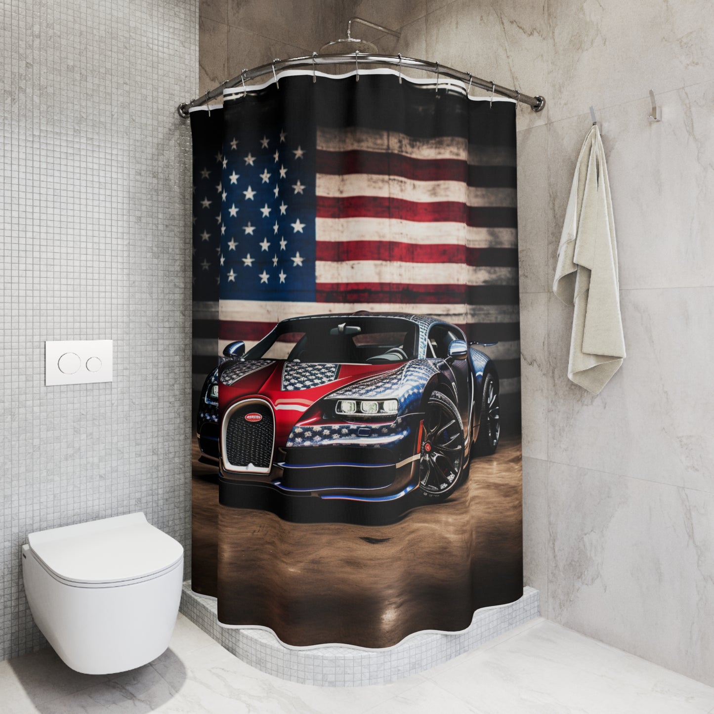 Polyester Shower Curtain Bugatti American Flag 1