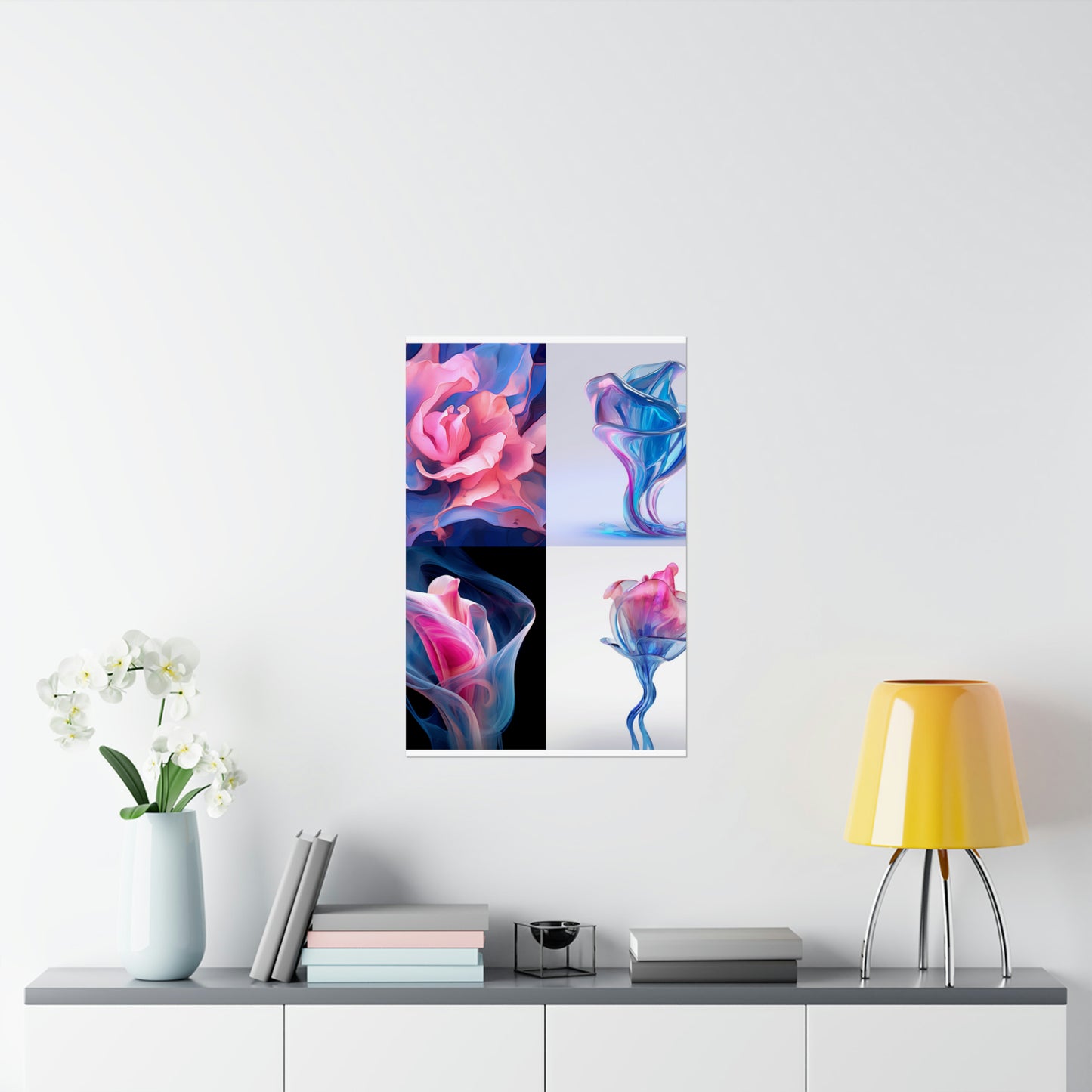 Premium Matte Vertical Posters Pink & Blue Tulip Rose 5
