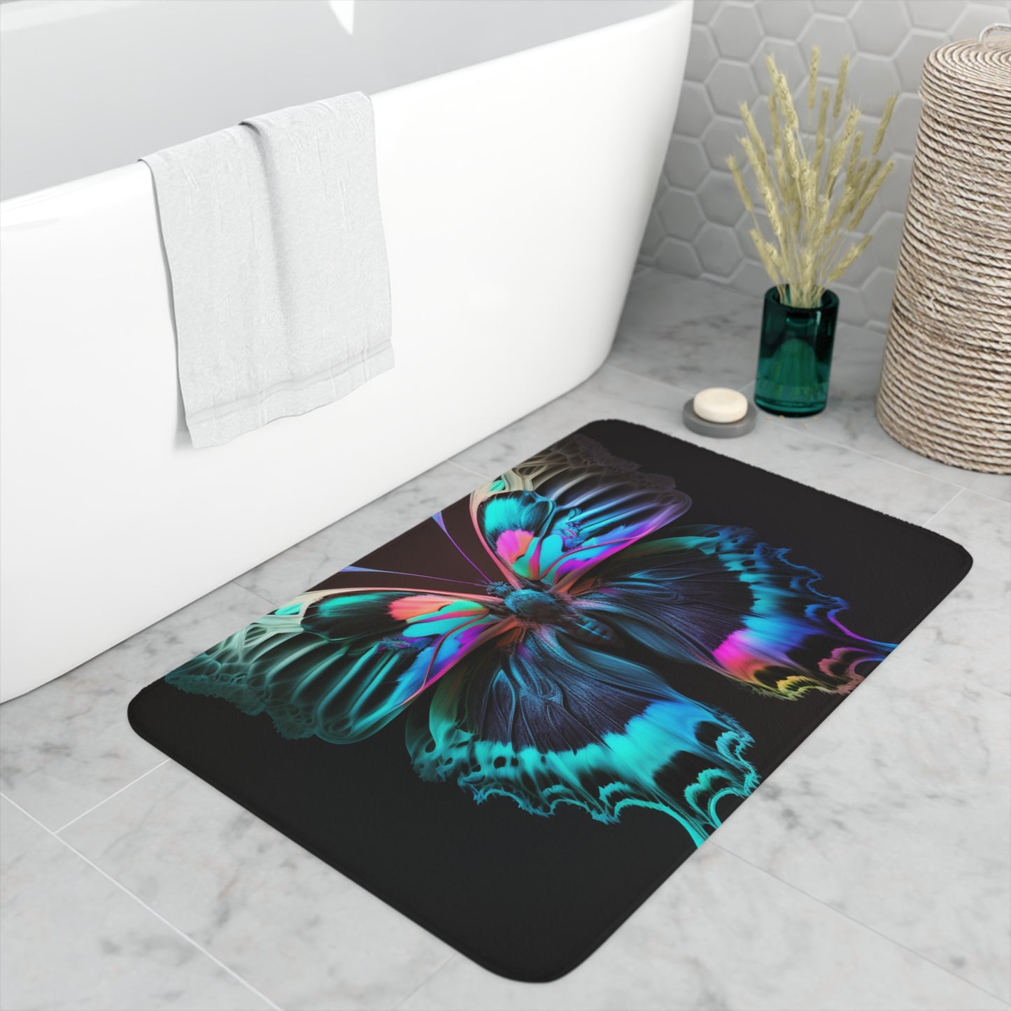 Memory Foam Bath Mat Raw Florescent Glow 1