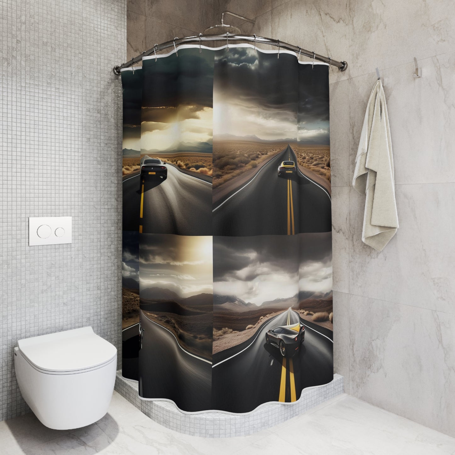 Polyester Shower Curtain Ferrari Road 5