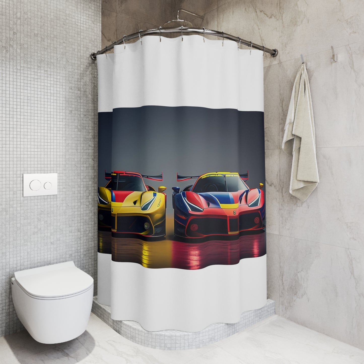 Polyester Shower Curtain Ferrari Red Blue 1