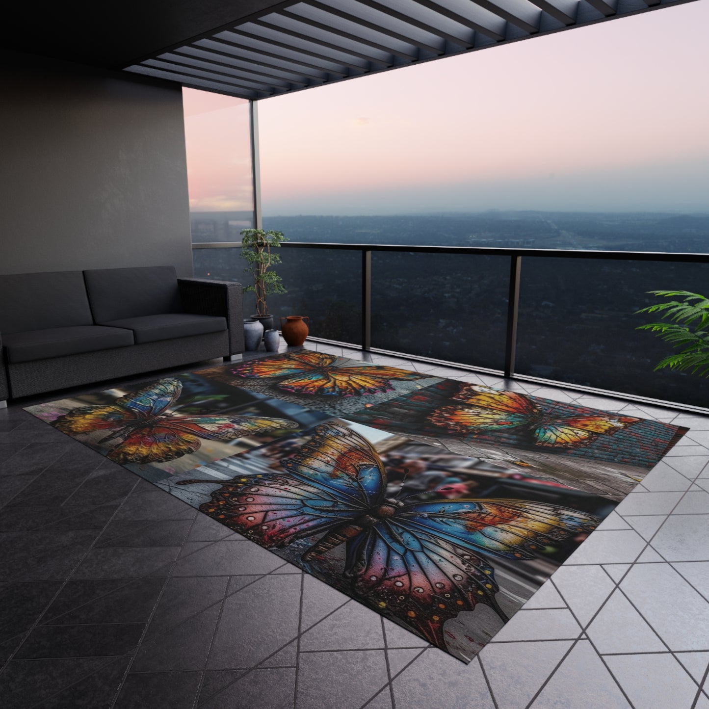 Outdoor Rug Liquid Street Butterfly 5