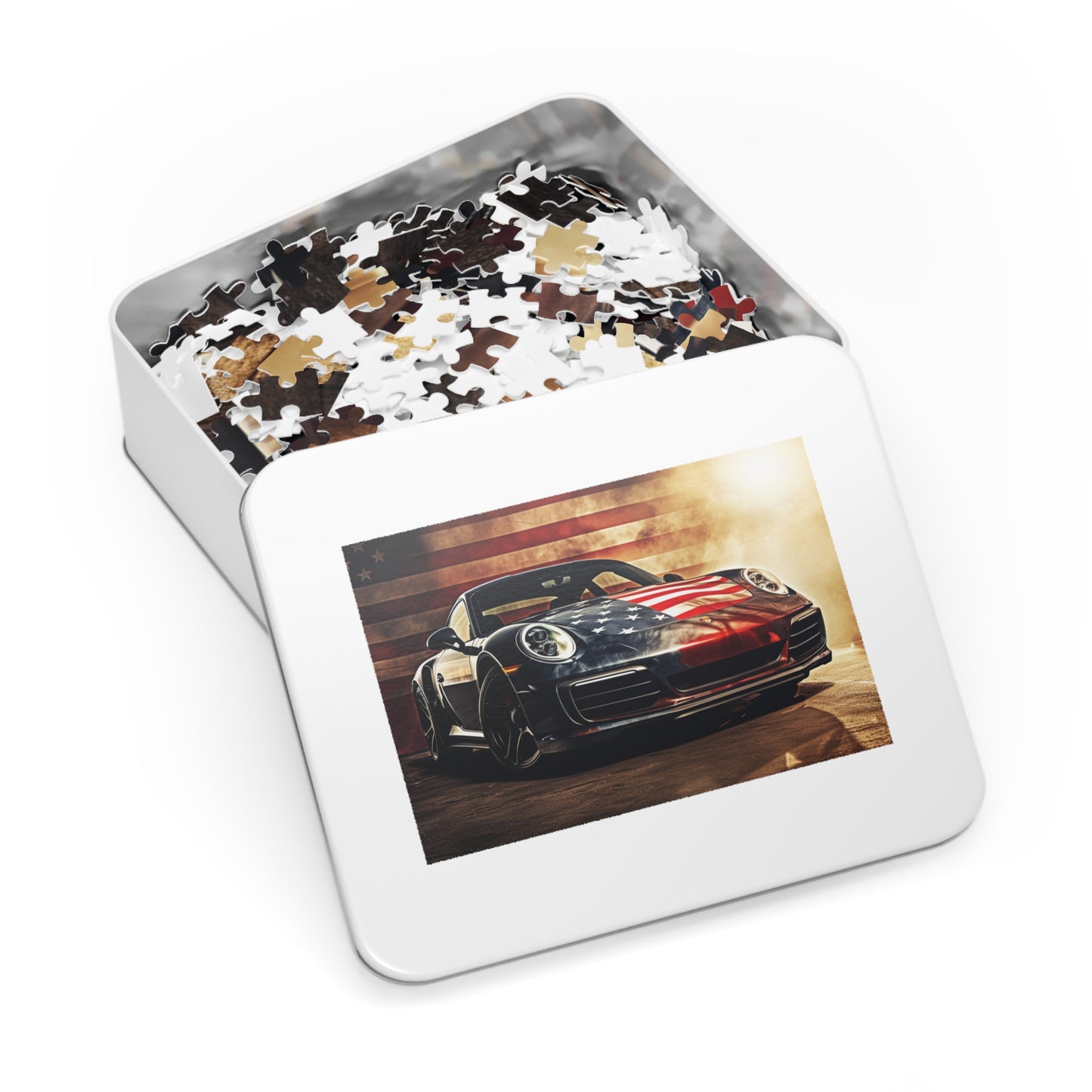Jigsaw Puzzle (30, 110, 252, 500,1000-Piece) Abstract American Flag Background Porsche 1