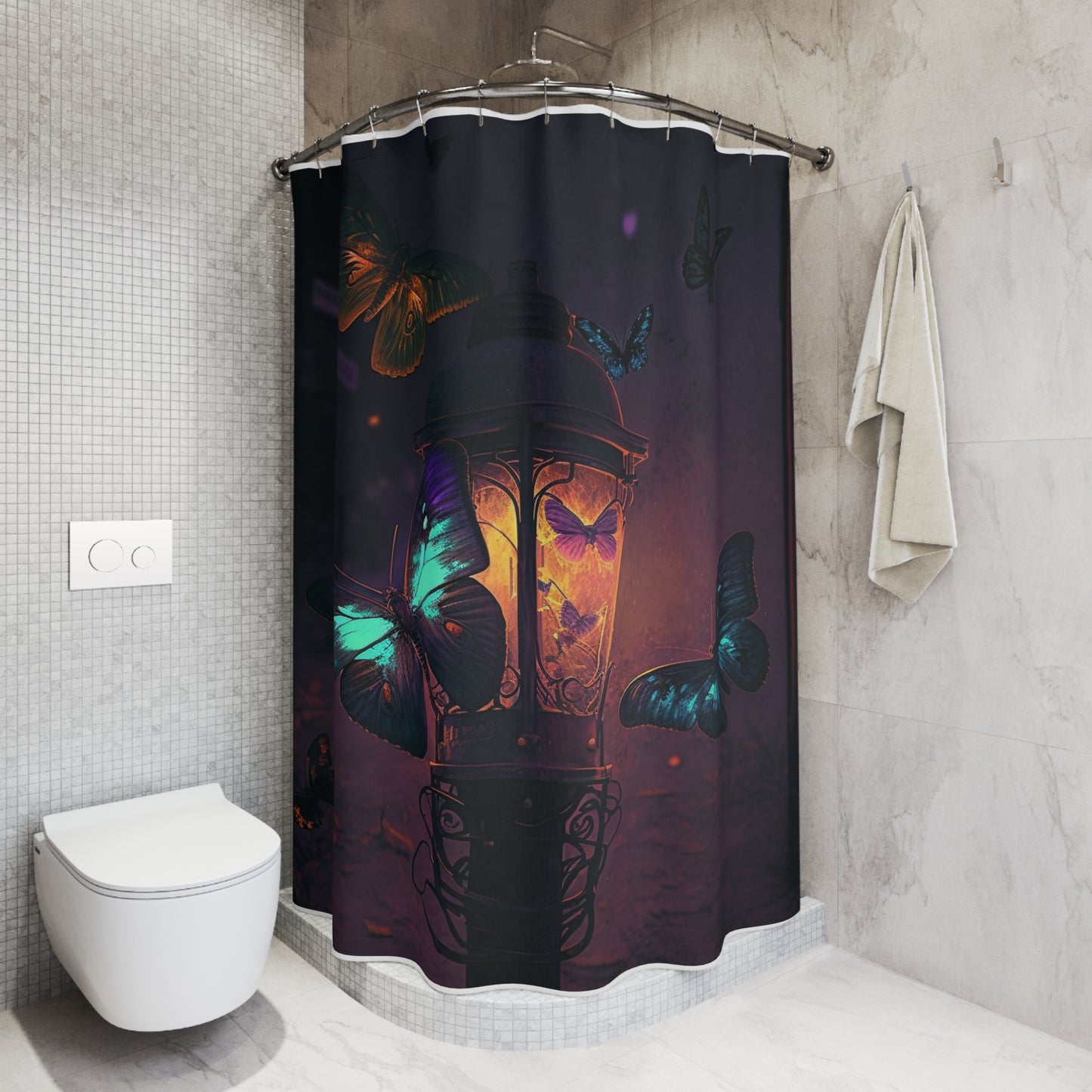 Polyester Shower Curtain Street Light Butterfly 4