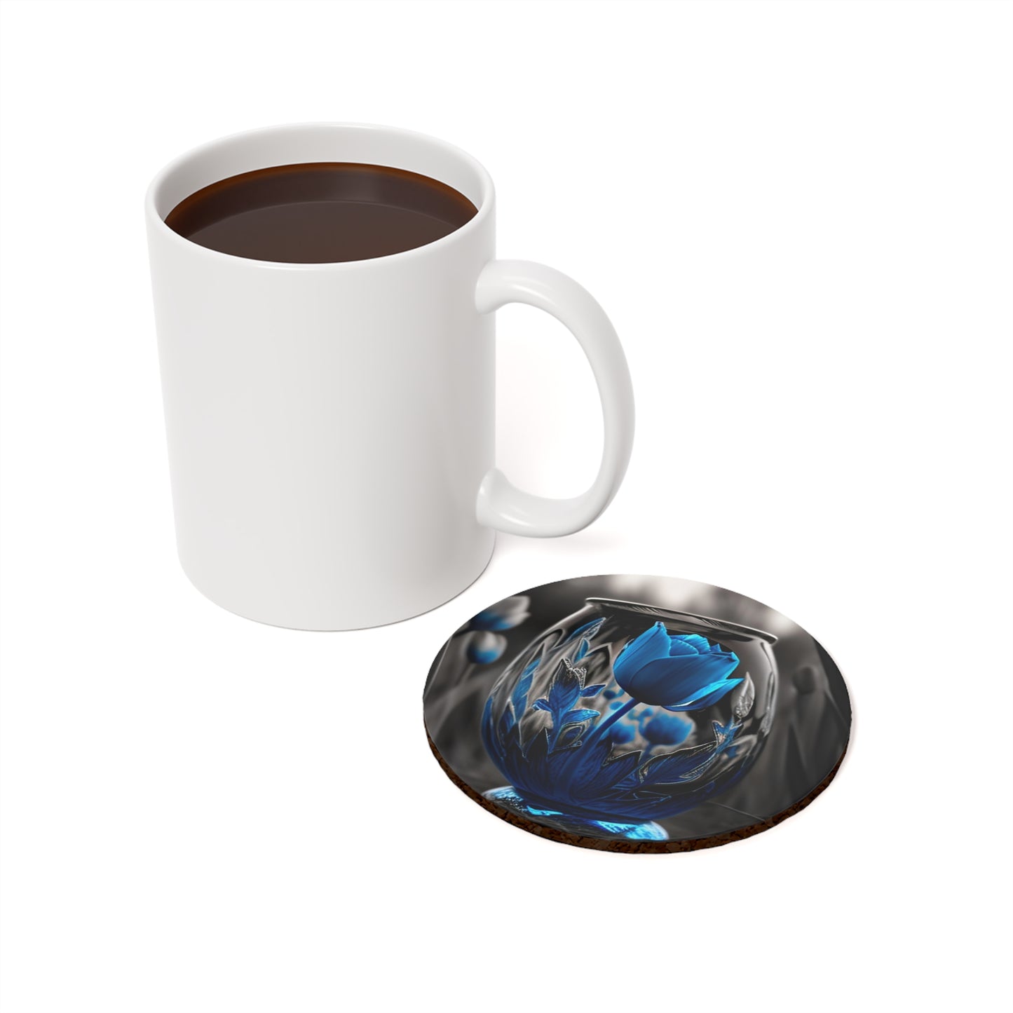 Cork Back Coaster Tulip Blue 2