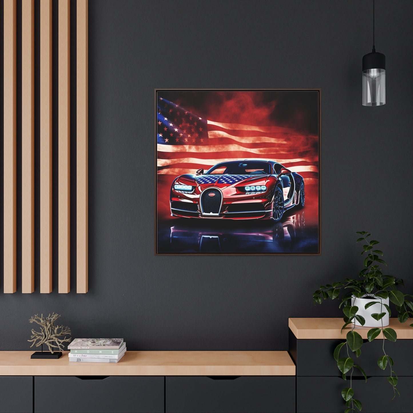 Gallery Canvas Wraps, Square Frame Abstract American Flag Background Bugatti 3