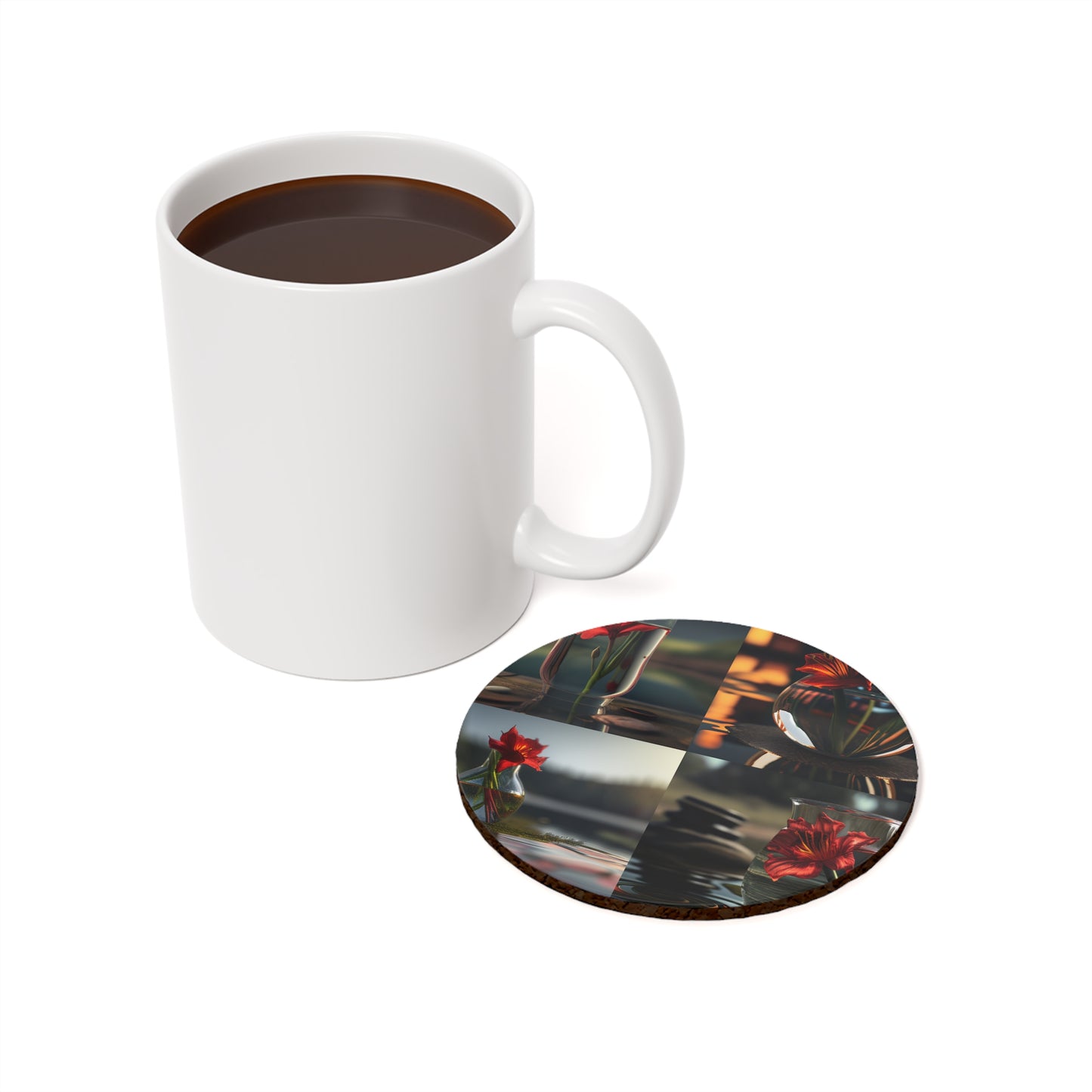 Cork Back Coaster Red Lily in a Glass vase 5