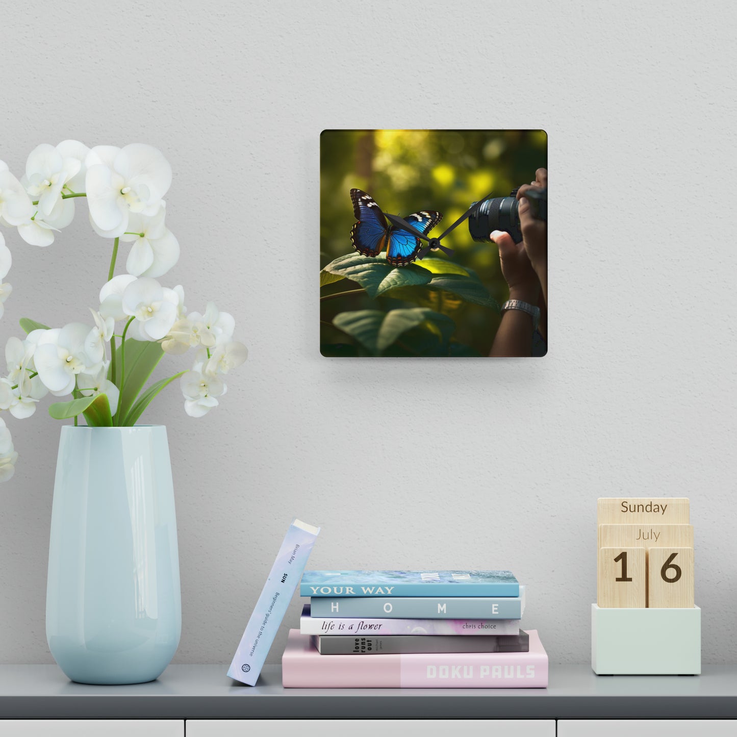 Acrylic Wall Clock Jungle Butterfly 3