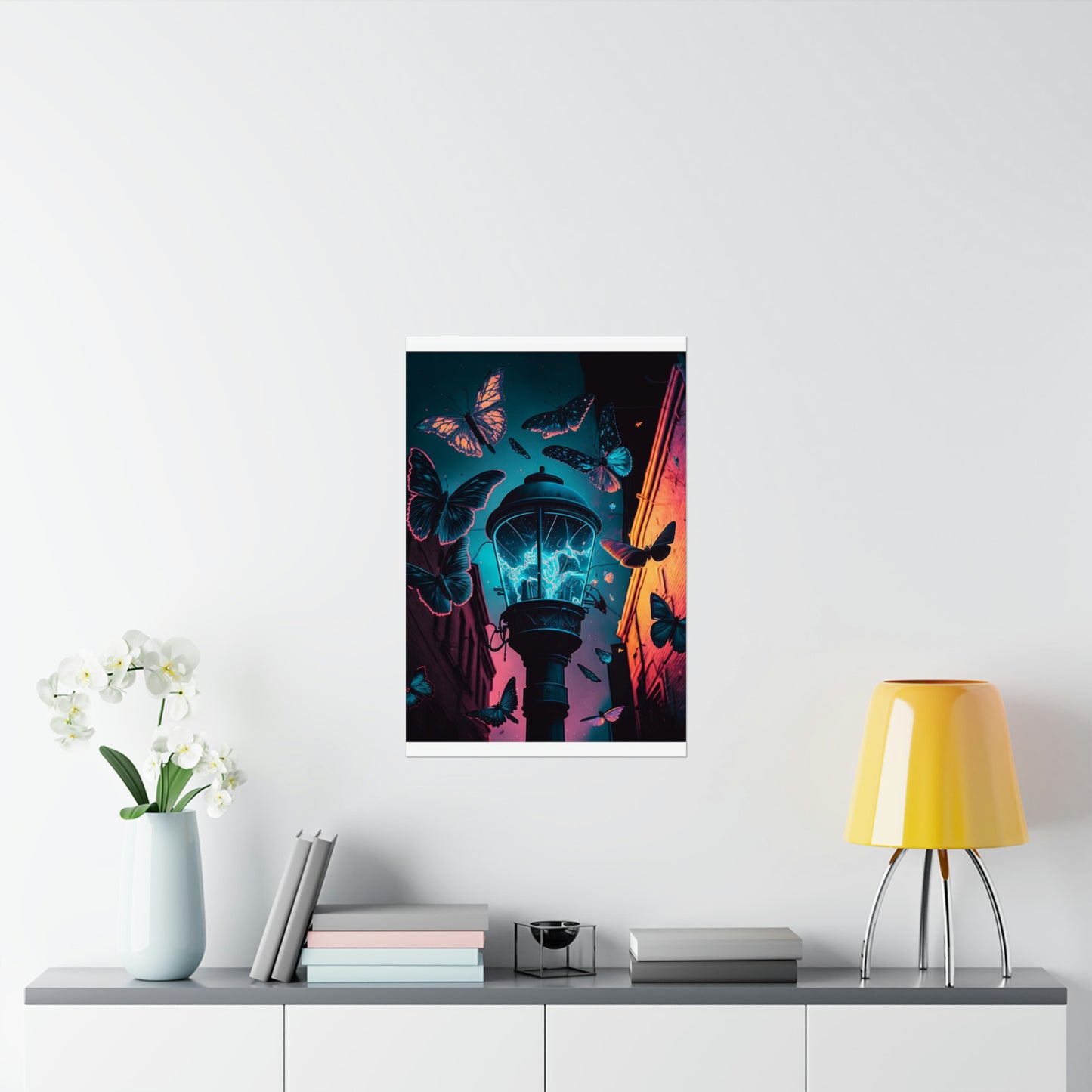 Premium Matte Vertical Posters Street Light Butterfly 2