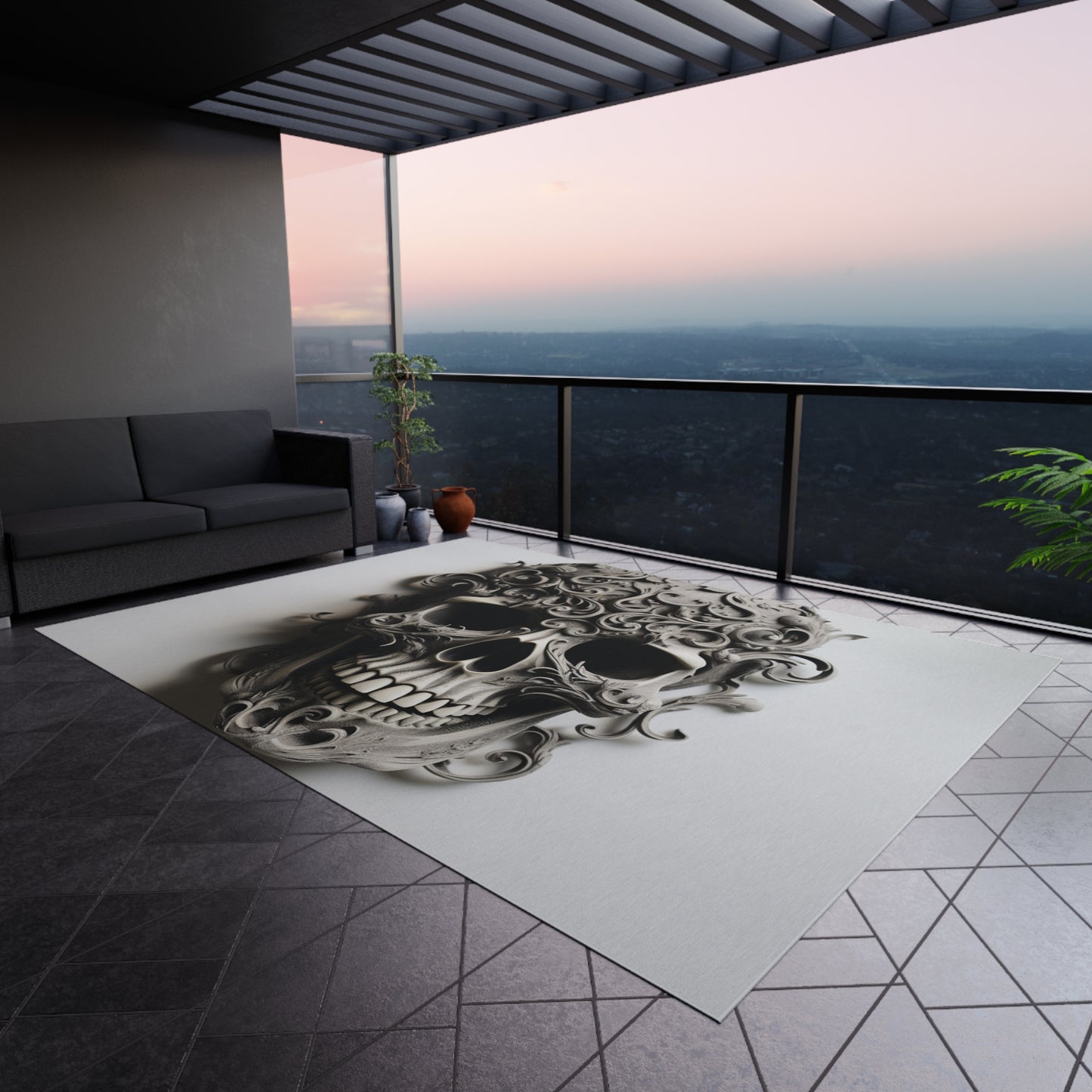Outdoor Rug Skull Treble Clef 2