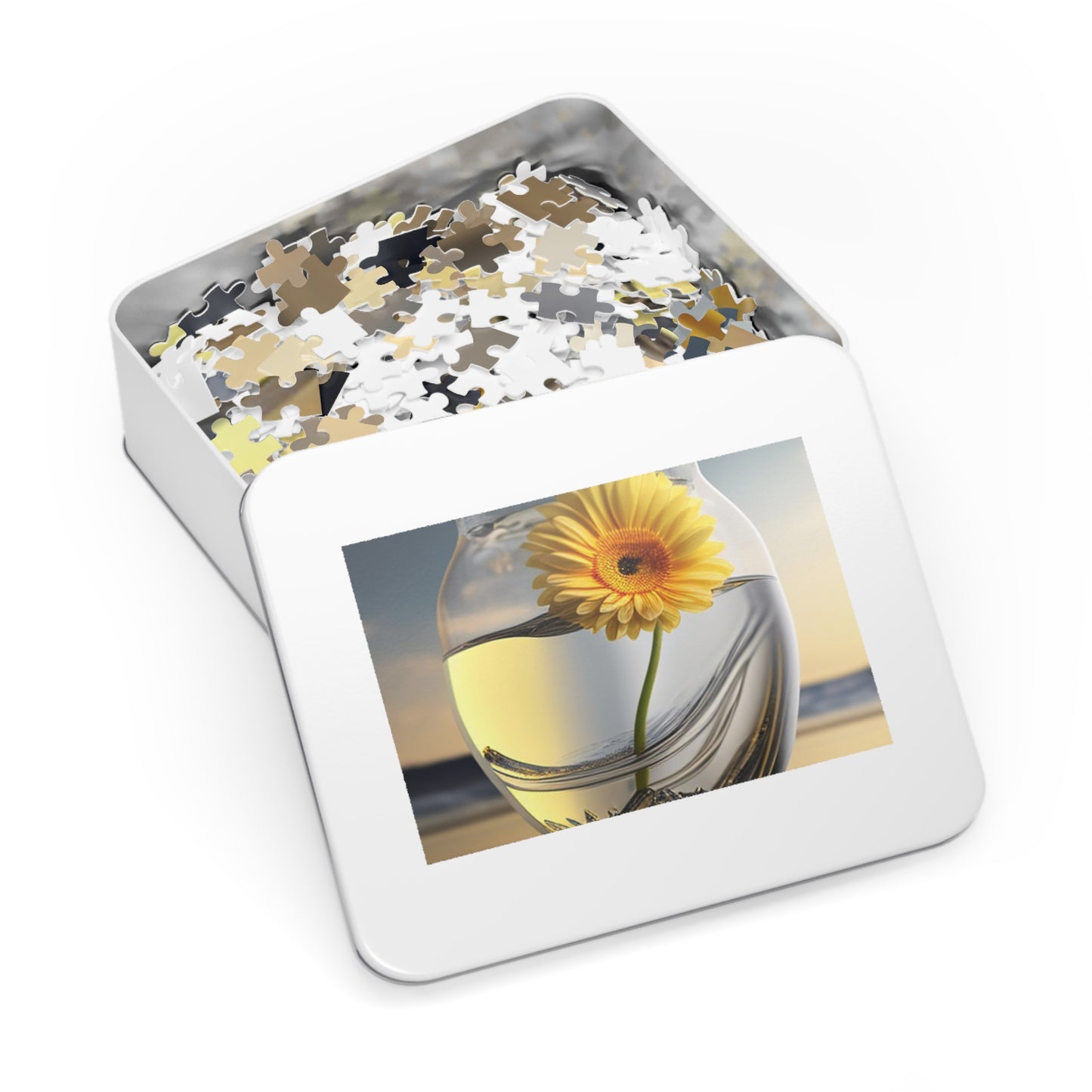 Jigsaw Puzzle (30, 110, 252, 500,1000-Piece) yello Gerbera glass 1