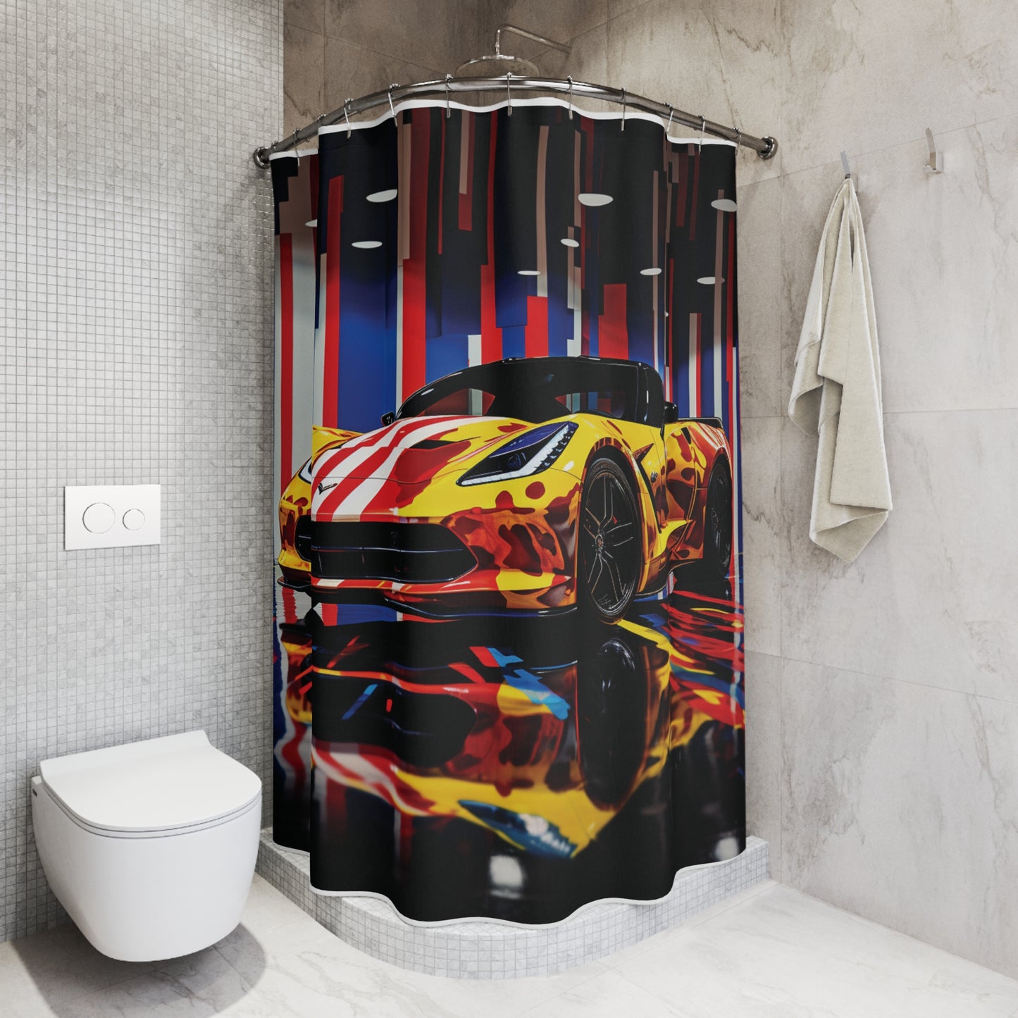 Polyester Shower Curtain Macro Flag Ferrari 4