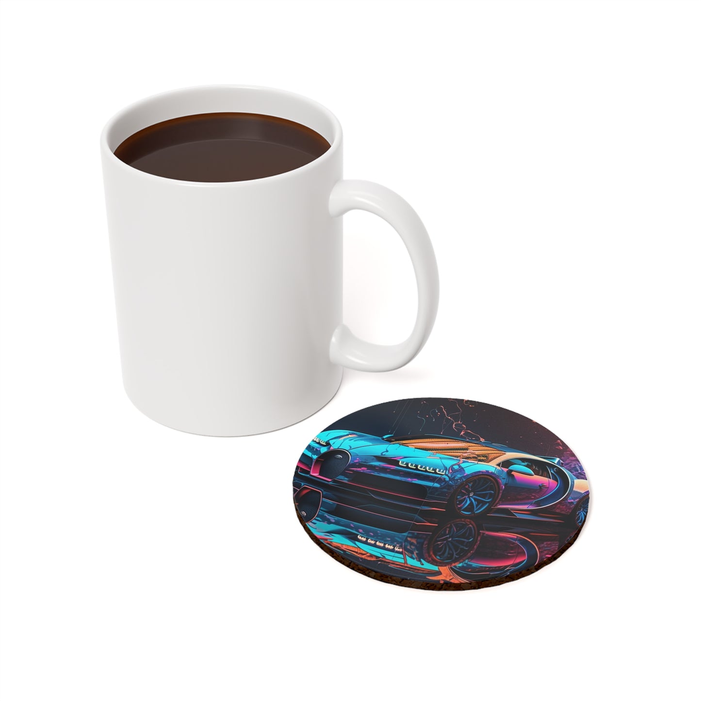 Cork Back Coaster Bugatti Neon Chiron 4