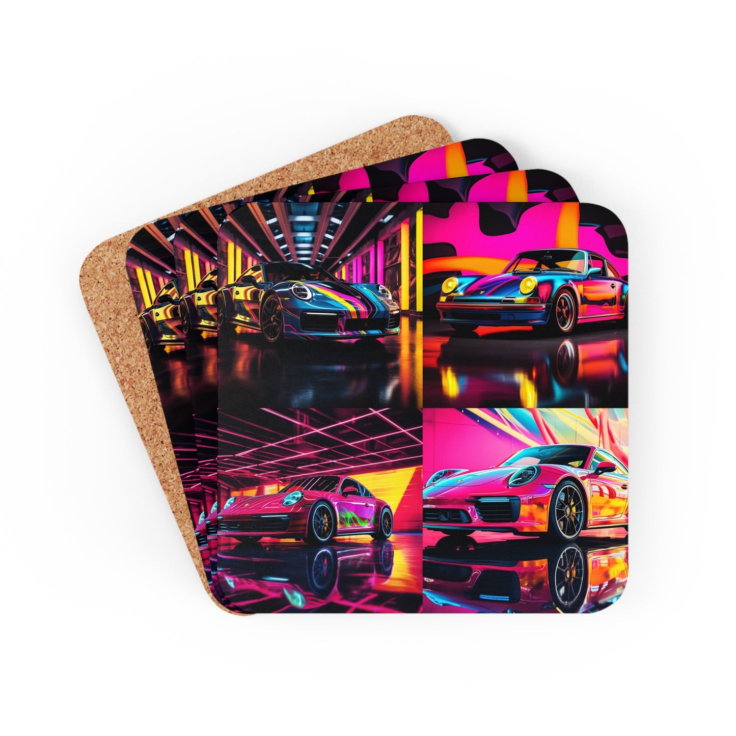 Corkwood Coaster Set Macro Porsche 5