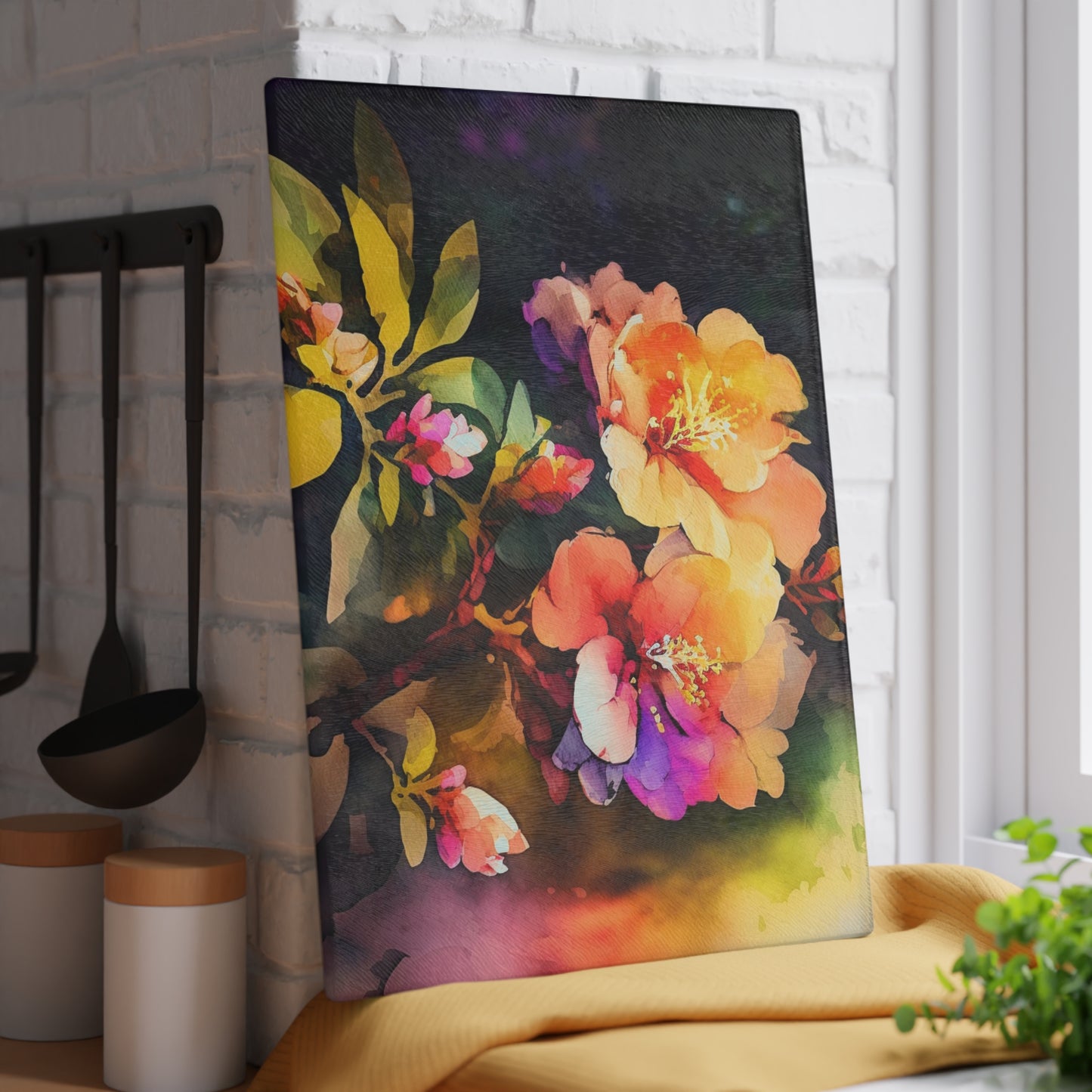 Glass Cutting Board Bright Spring Flowers 2