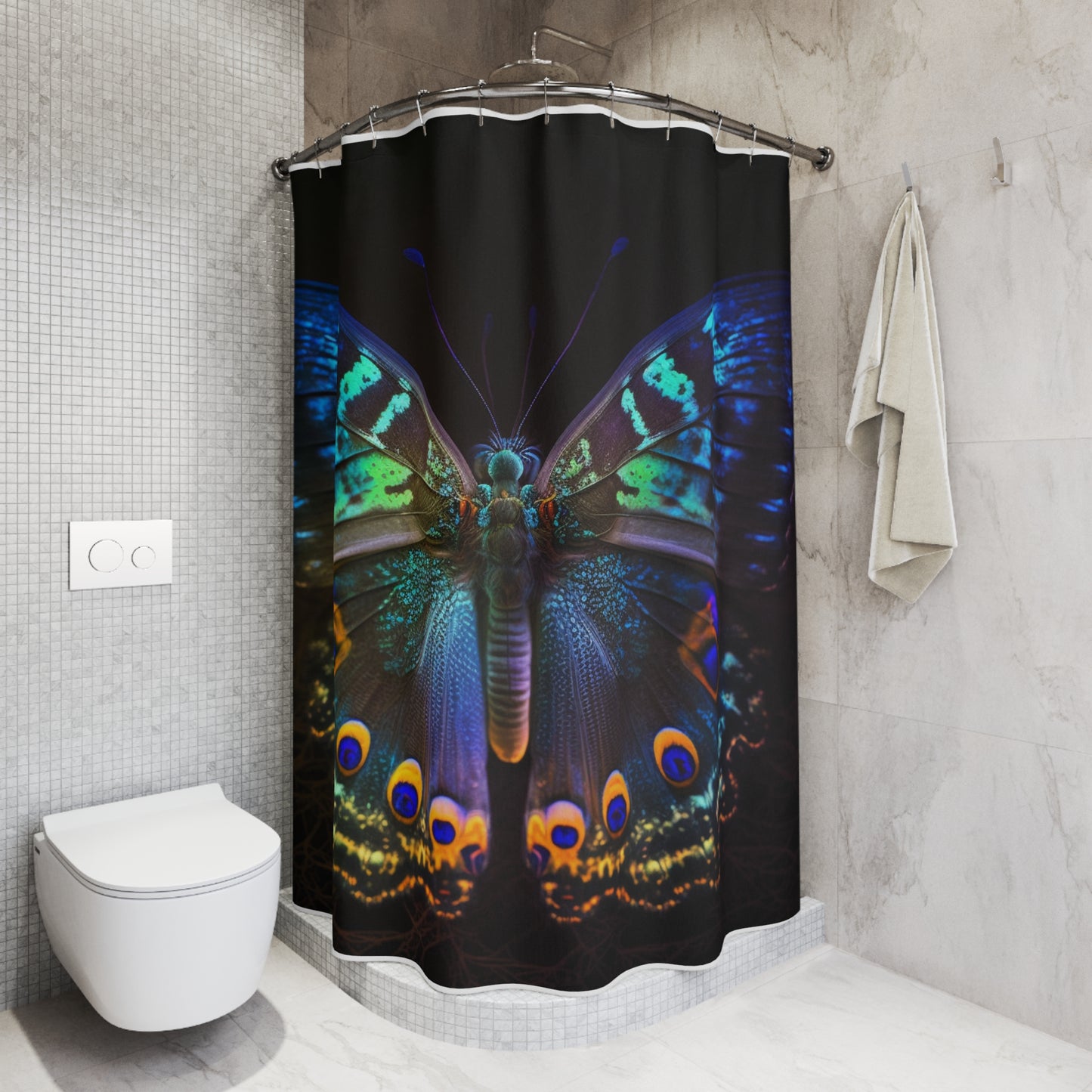 Polyester Shower Curtain Neon Hue Butterfly 3