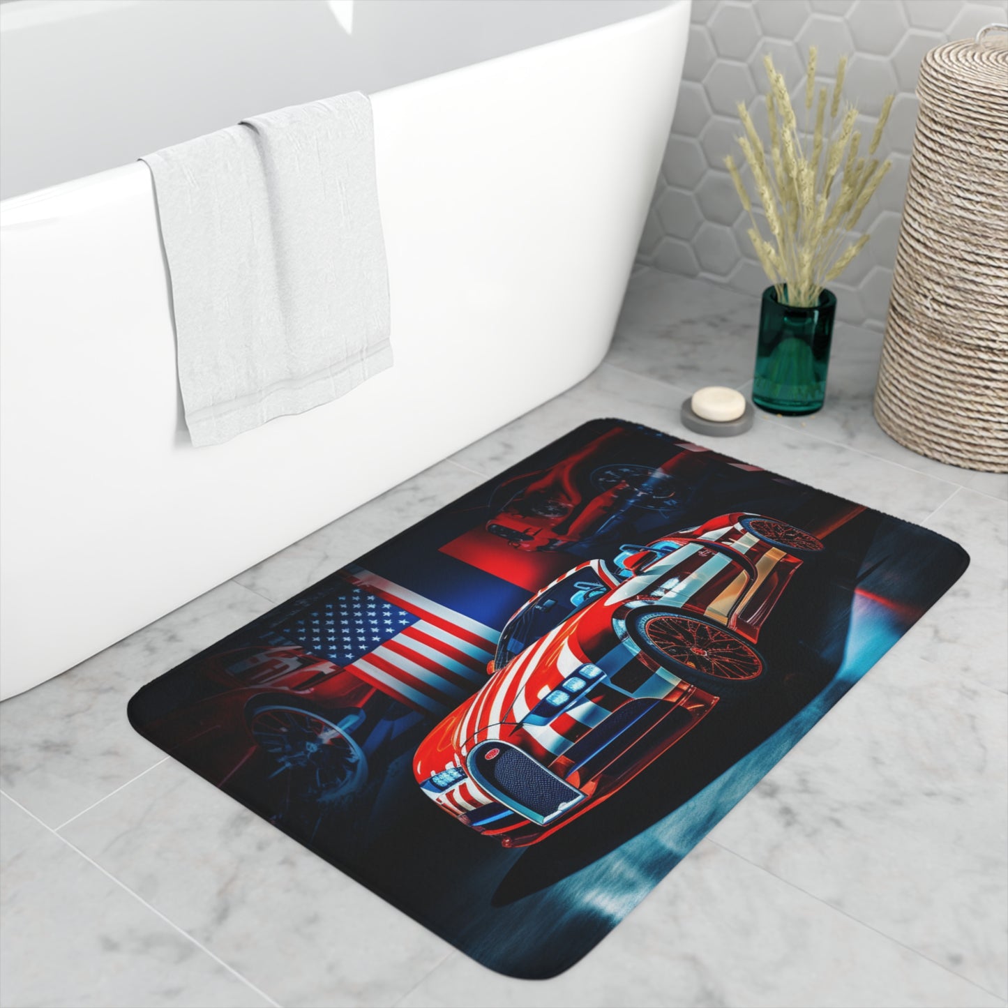 Memory Foam Bath Mat Macro Bugatti American Flag 2