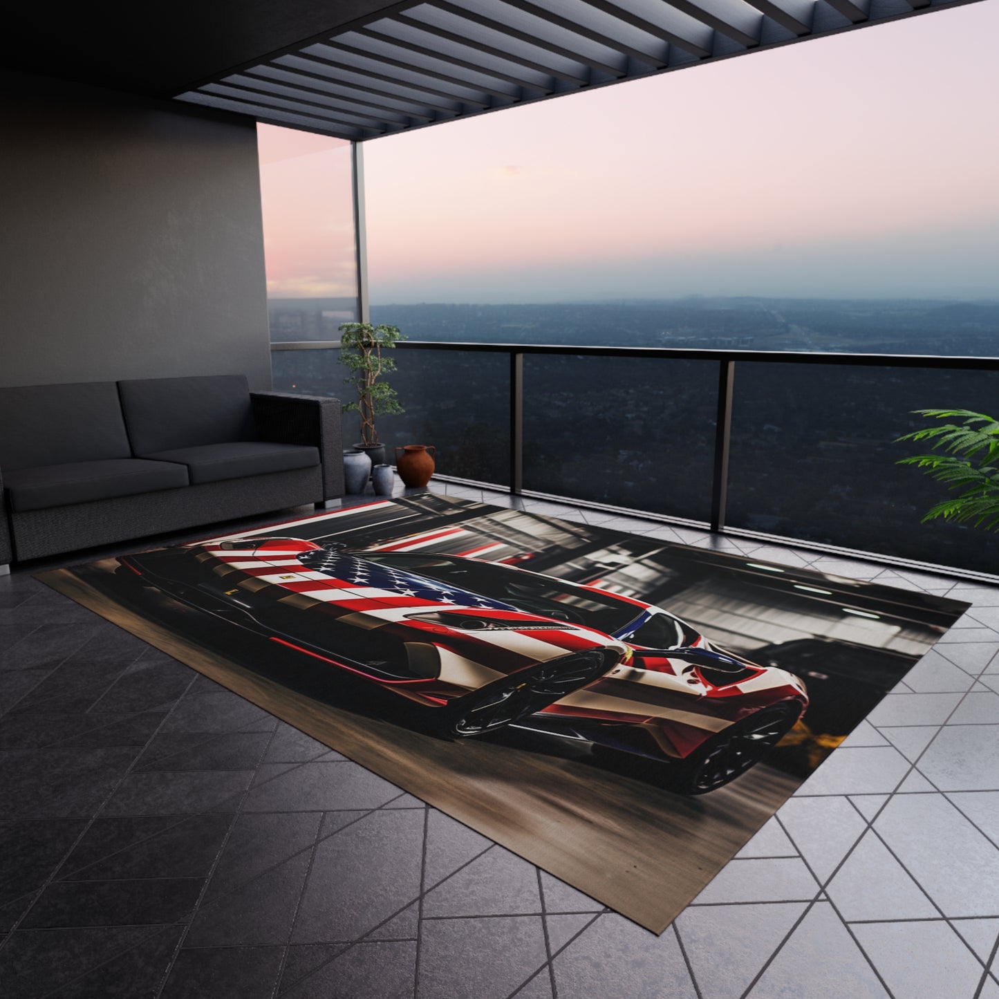 Outdoor Rug American Flag Farrari 3