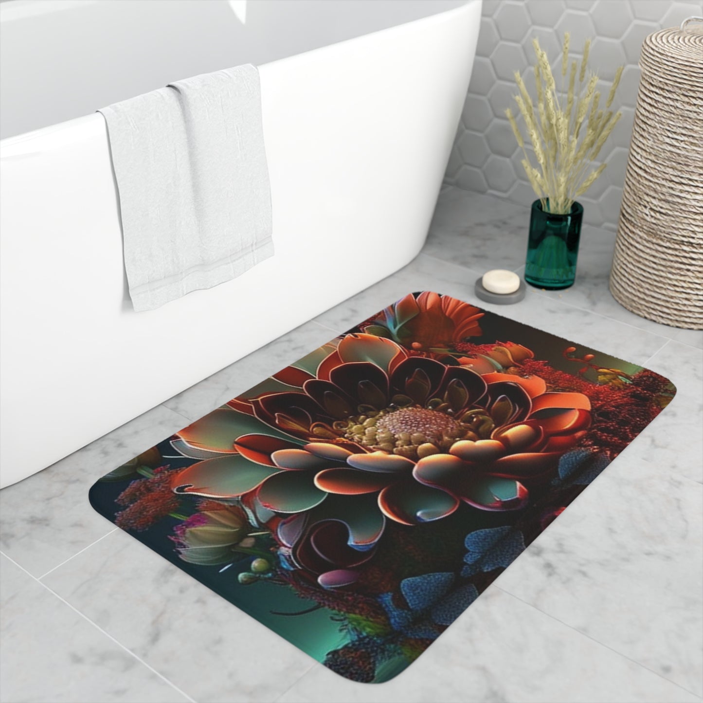 Memory Foam Bath Mat Flower Arangment 4