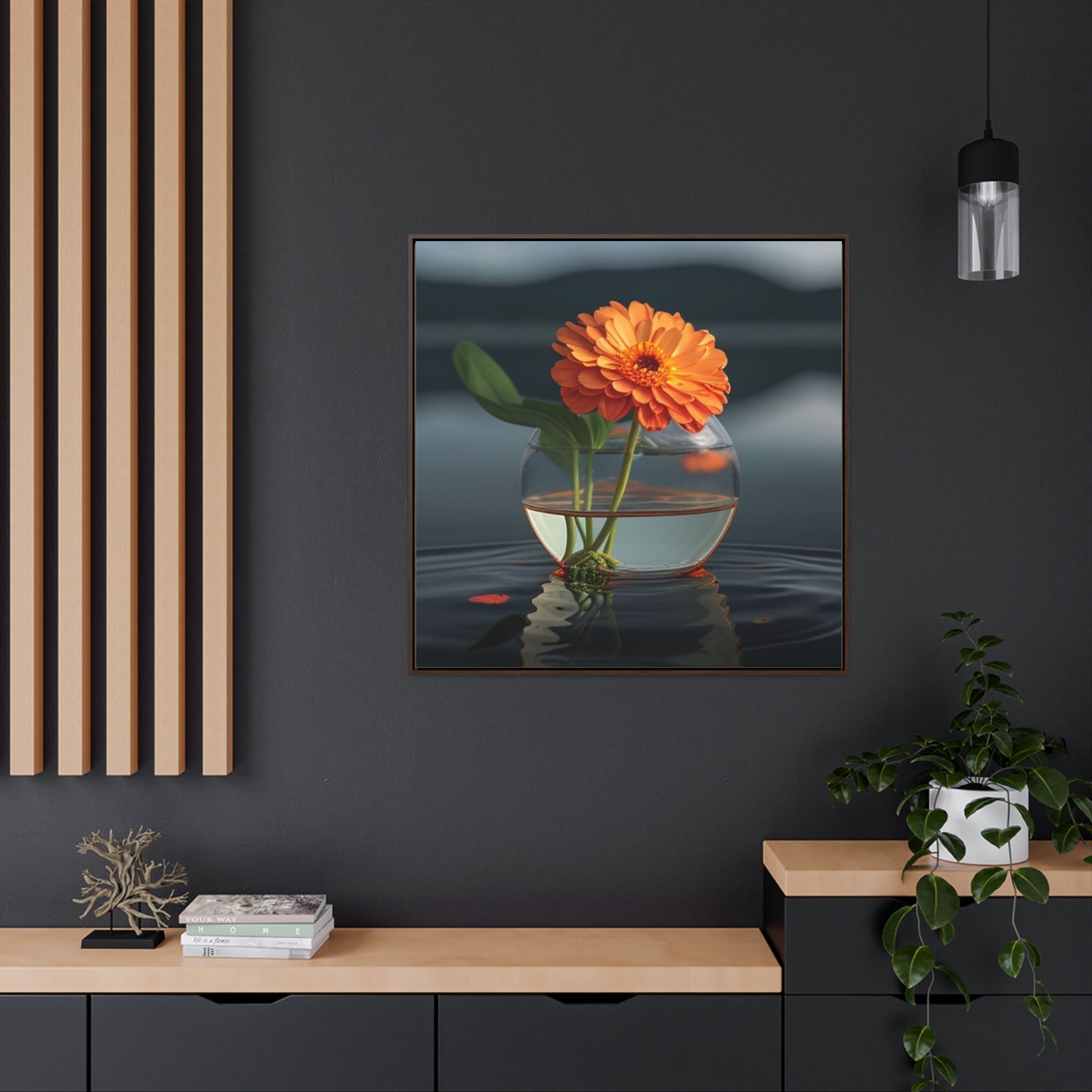 Gallery Canvas Wraps, Square Frame Orange Zinnia 2