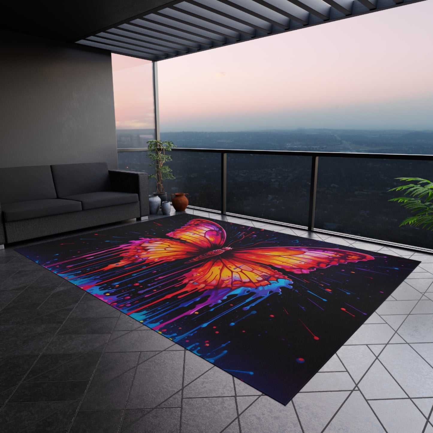 Outdoor Rug Pink Butterfly Flair 4